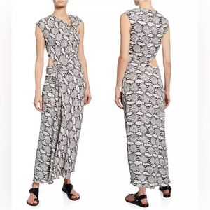 A.L.C. Beale Snakeskin Print Cutout Midi Dress 8